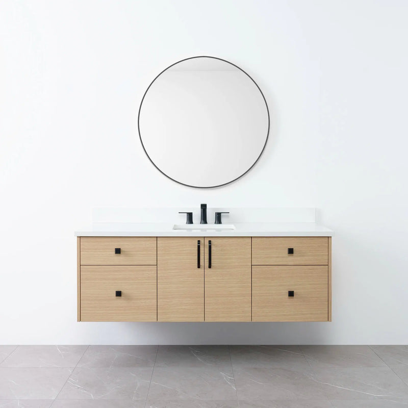 Austin 60" Wall Mount Natural White Oak Bathroom Vanity - Teodor Vanities United States