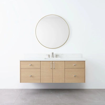 Austin 60" Wall Mount Natural White Oak Bathroom Vanity - Teodor Vanities United States