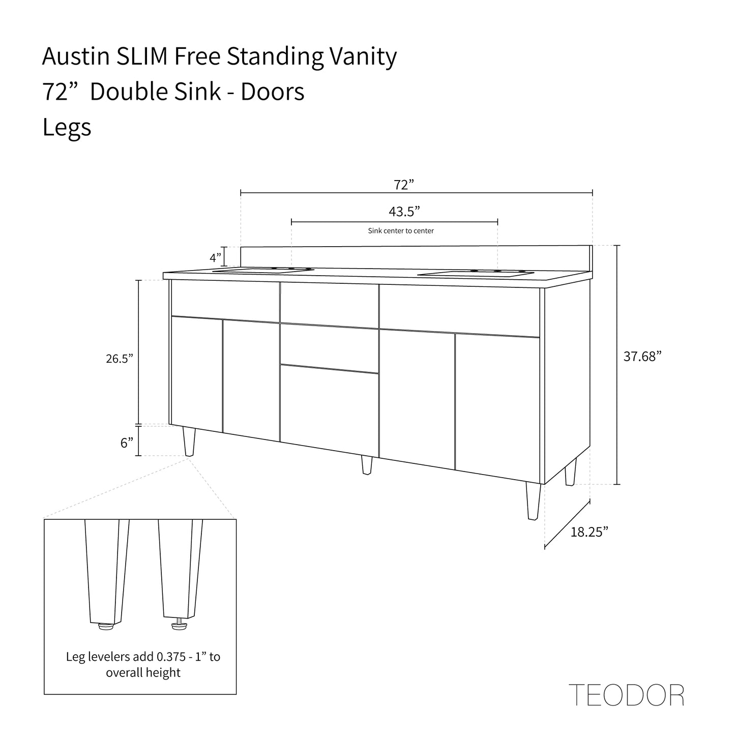 
                  
                    Austin SLIM 72" American Black Walnut Bathroom Vanity, Double Sink - Teodor Vanities United States
                  
                