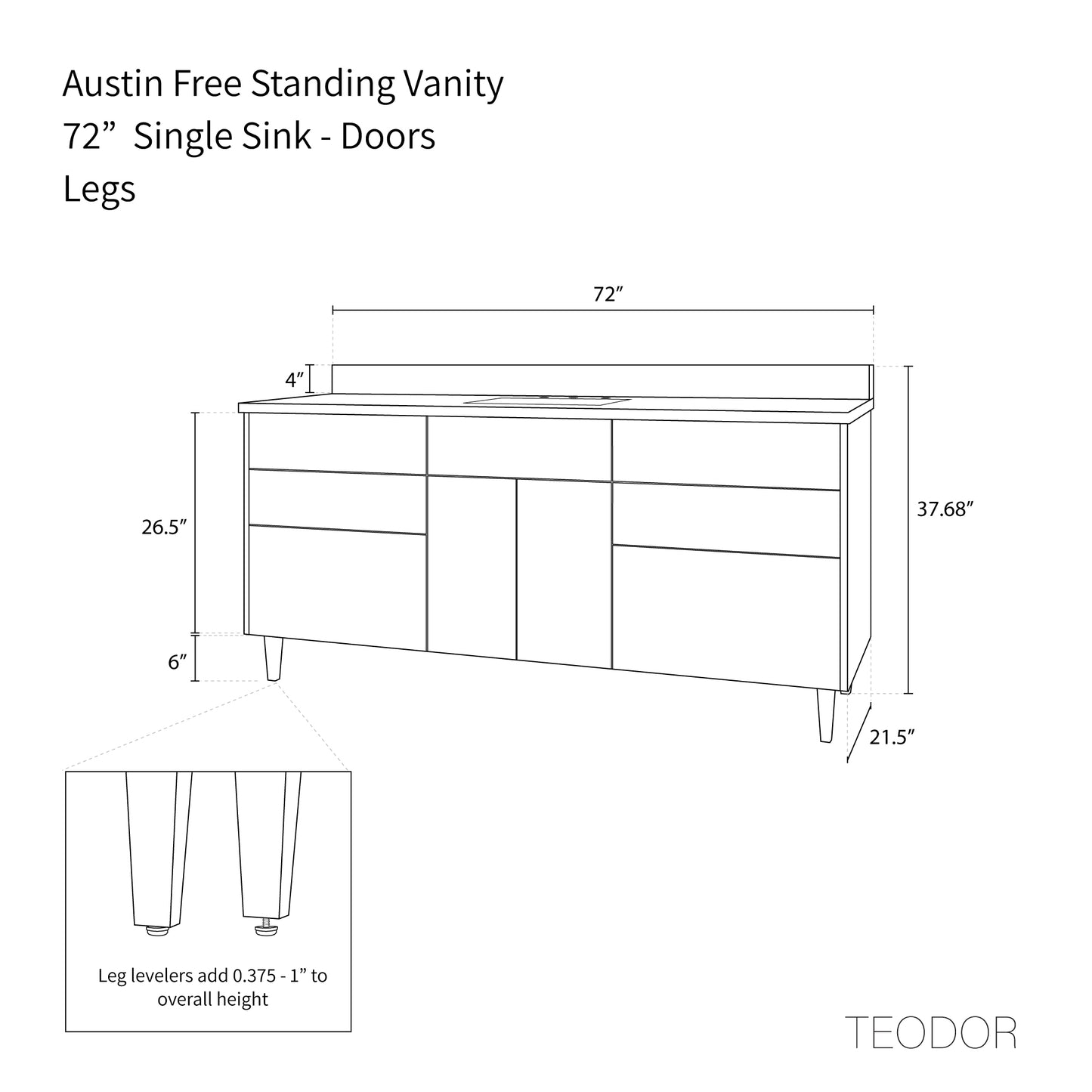
                  
                    Austin 72" American Black Walnut Bathroom Vanity - Teodor Vanities United States
                  
                