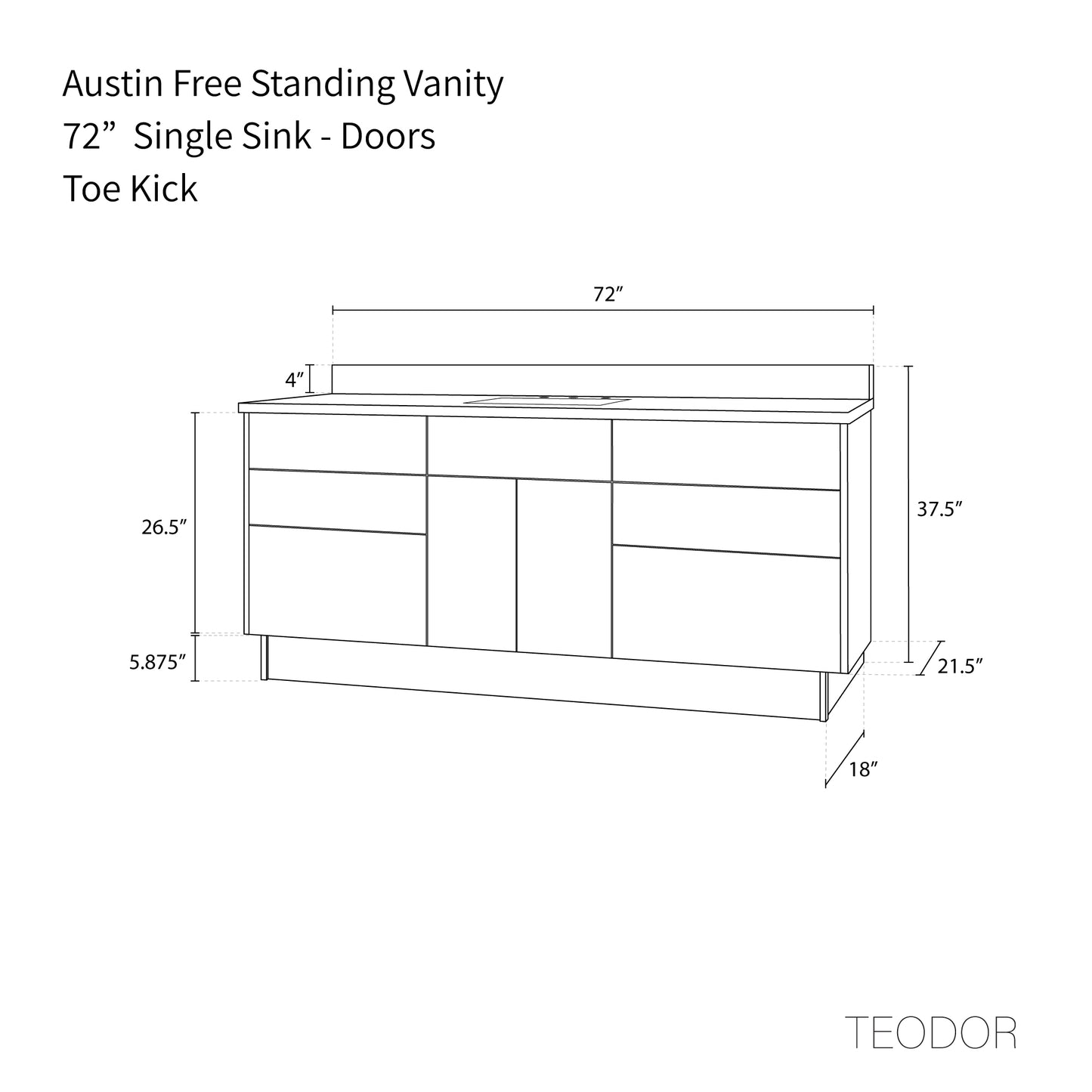 
                  
                    Austin 72" American Black Walnut Bathroom Vanity - Teodor Vanities United States
                  
                