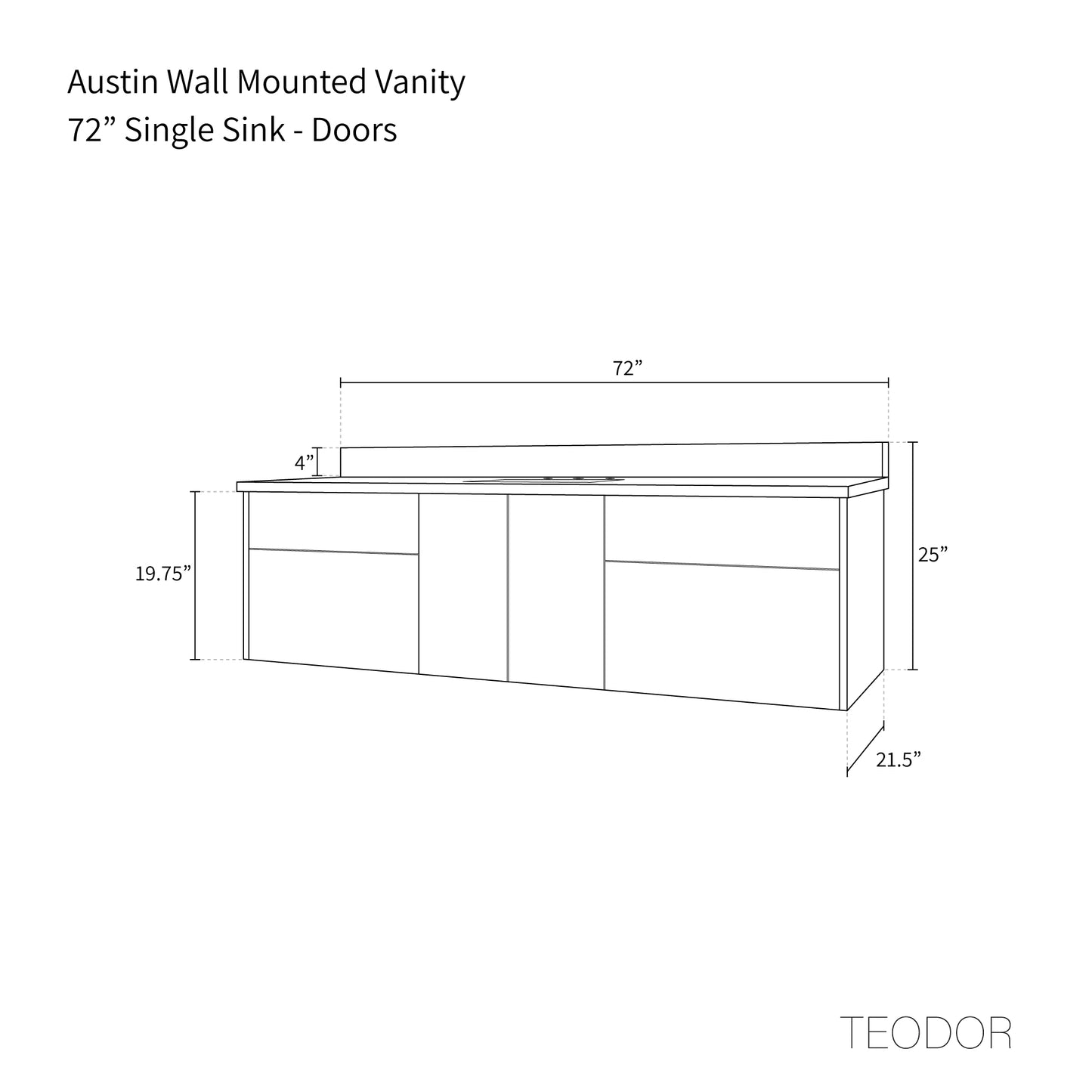 
                  
                    Austin 72" Wall Mount American Black Walnut Bathroom Vanity - Teodor Vanities United States
                  
                