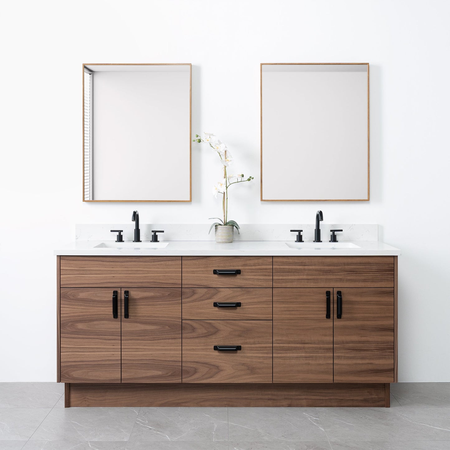 Austin 72" American Black Walnut Bathroom Vanity, Double Sink - Teodor Vanities United States