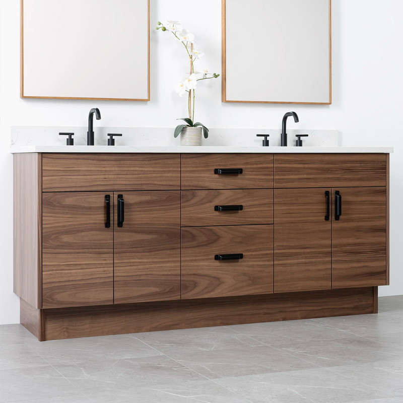 Austin 72" American Black Walnut Bathroom Vanity, Double Sink - Teodor Vanities United States