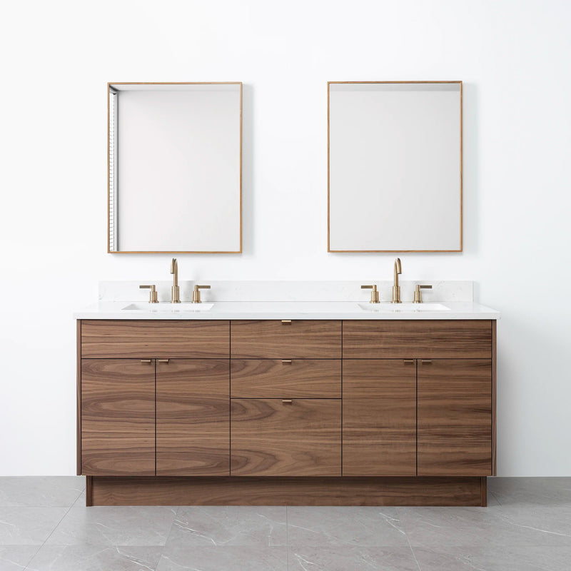 Austin 72" American Black Walnut Bathroom Vanity, Double Sink - Teodor Vanities United States