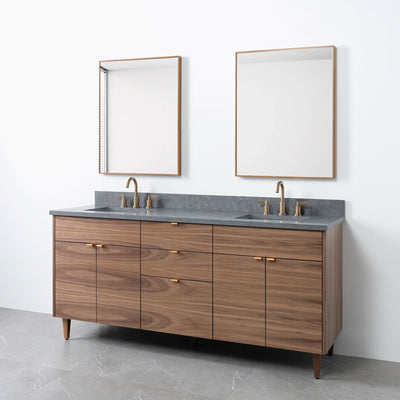 Austin 72" American Black Walnut Bathroom Vanity, Double Sink - Teodor Vanities United States