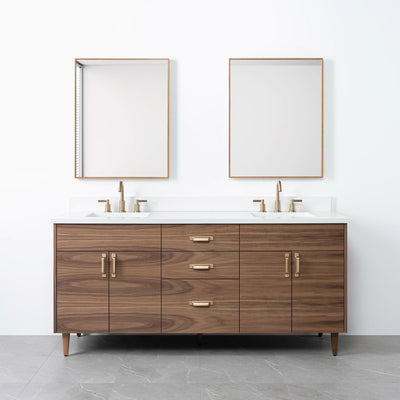 Austin 72" American Black Walnut Bathroom Vanity, Double Sink - Teodor Vanities United States