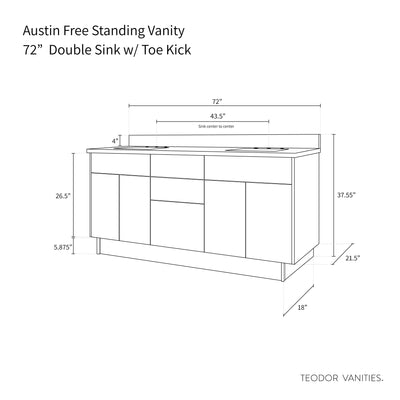 Austin 72" American Black Walnut Bathroom Vanity, Double Sink - Teodor Vanities United States