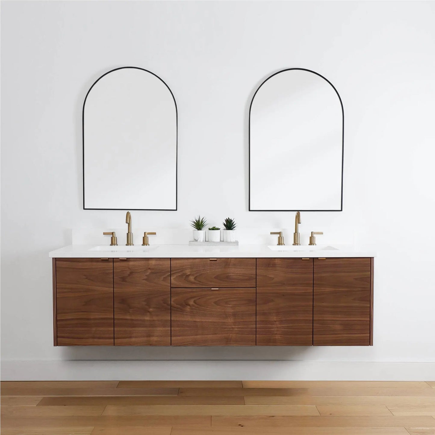 Austin 72" Wall Mount American Black Walnut Bathroom Vanity, Double Sink - Teodor Vanities United States