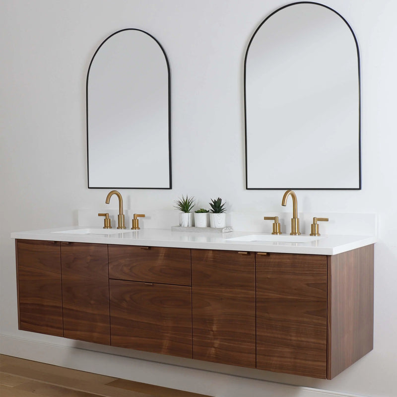 Austin 72" Wall Mount American Black Walnut Bathroom Vanity, Double Sink - Teodor Vanities United States