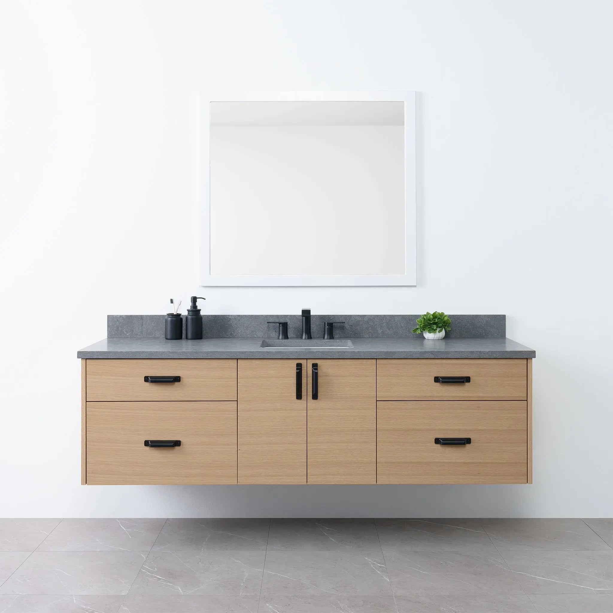 Austin 72" Wall Mount Natural White Oak Bathroom Vanity - Teodor Vanities United States