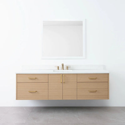 Austin 72" Wall Mount Natural White Oak Bathroom Vanity - Teodor Vanities United States