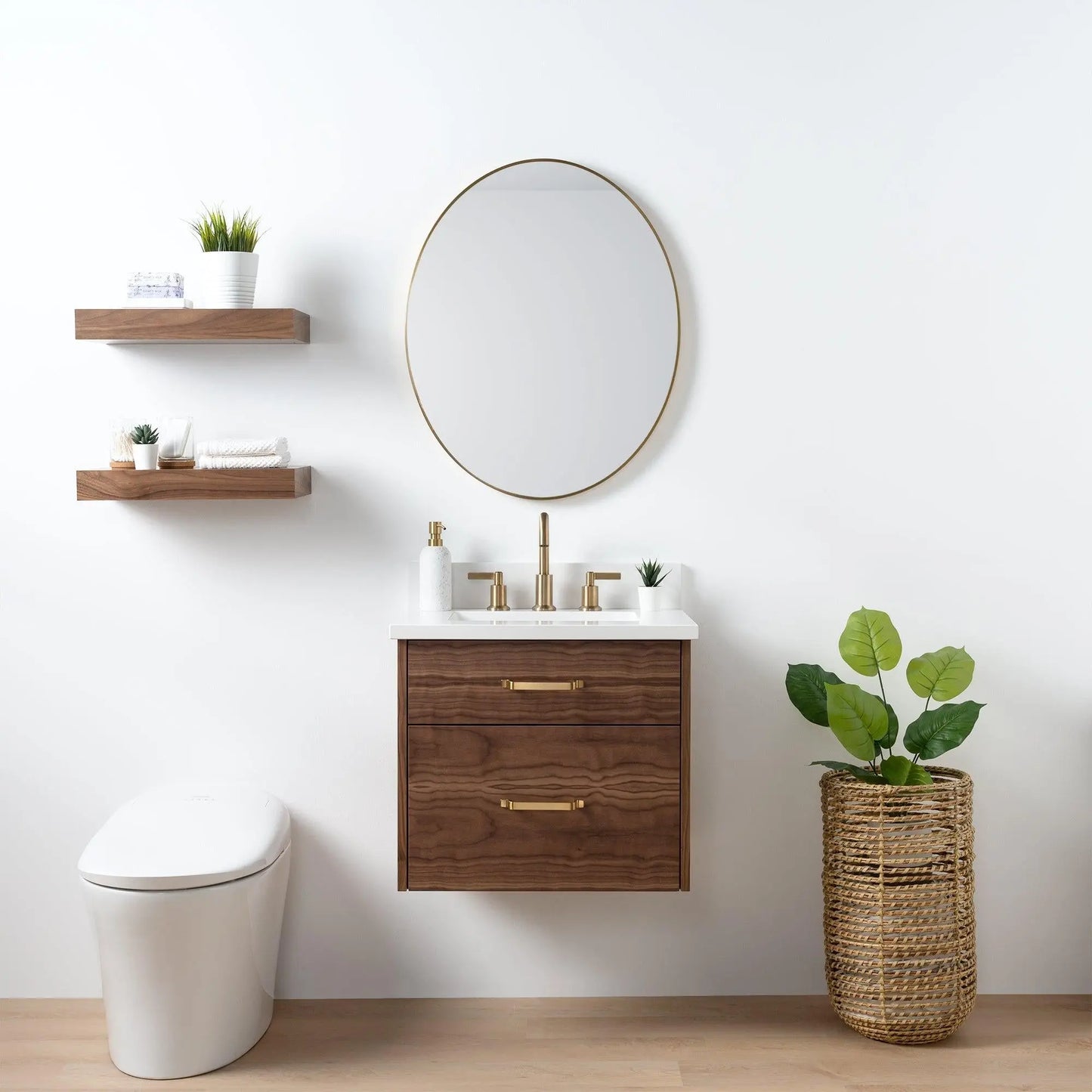 Austin SLIM 24" Wall Mount American Black Walnut Bathroom Vanity - Teodor Vanities United States