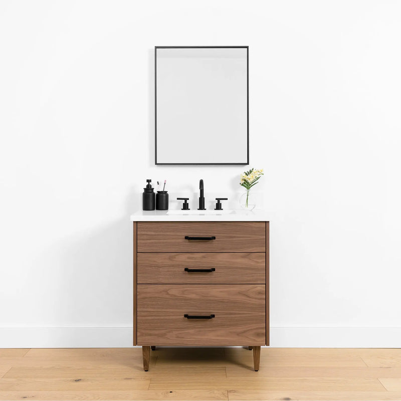 Austin SLIM 30" American Black Walnut Bathroom Vanity - Teodor Vanities United States