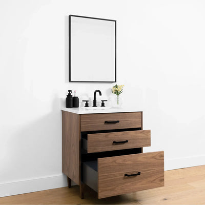 Austin SLIM 30" American Black Walnut Bathroom Vanity - Teodor Vanities United States