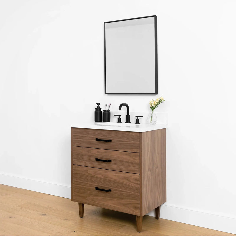 Austin SLIM 30" American Black Walnut Bathroom Vanity - Teodor Vanities United States