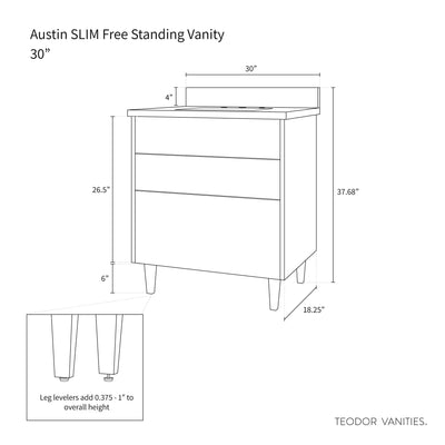 Austin SLIM 30" American Black Walnut Bathroom Vanity - Teodor Vanities United States