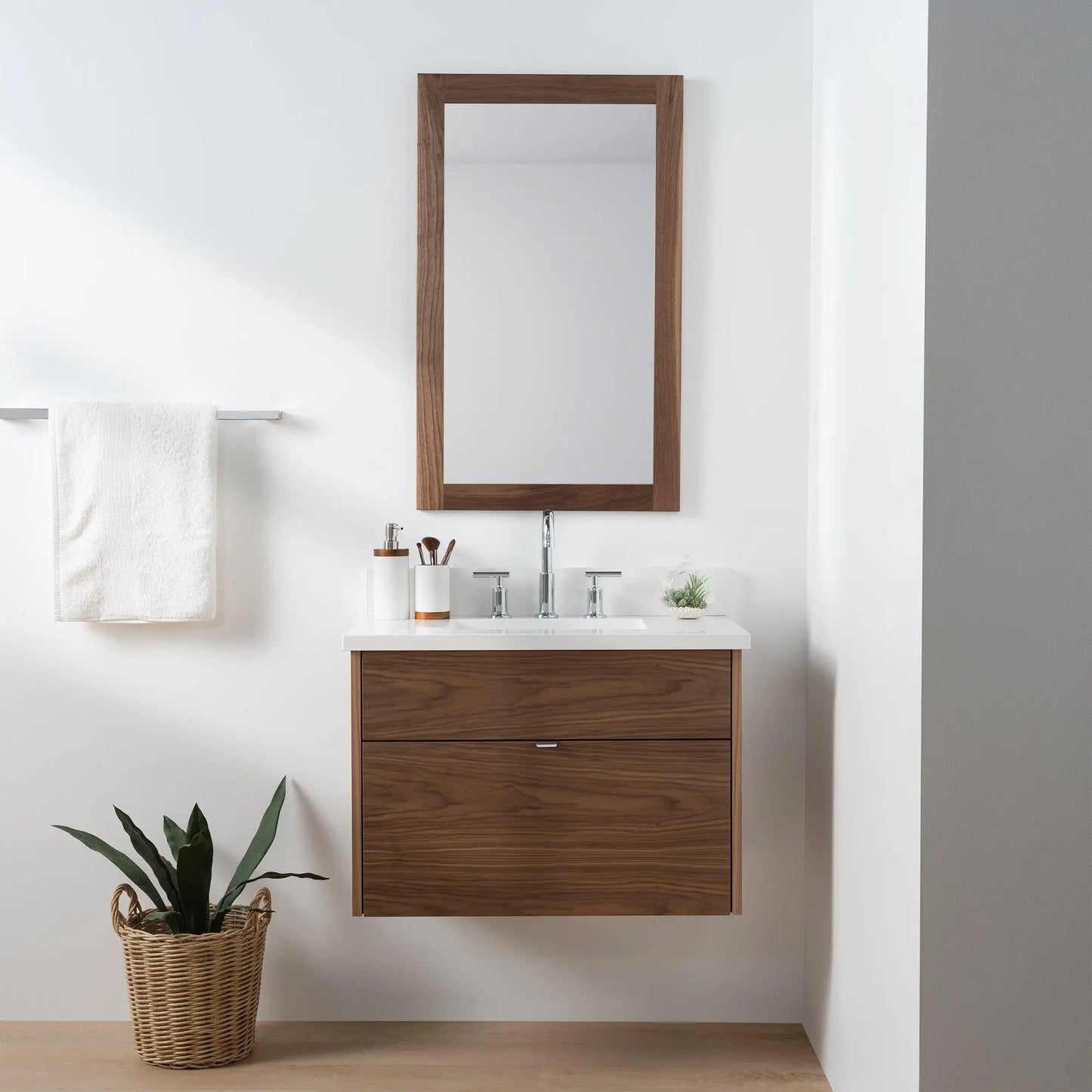 Austin SLIM 30" Wall Mount American Black Walnut Bathroom Vanity - Teodor Vanities United States