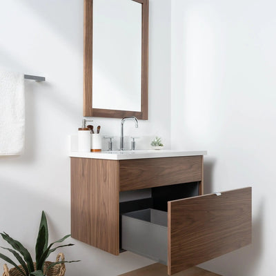 Austin SLIM 30" Wall Mount American Black Walnut Bathroom Vanity - Teodor Vanities United States