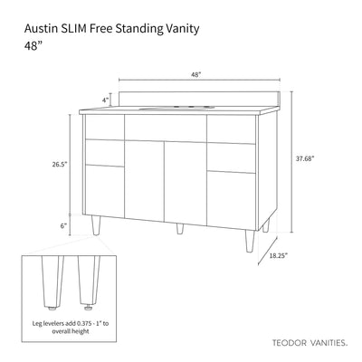 Austin SLIM 48" American Black Walnut Bathroom Vanity - Teodor Vanities United States