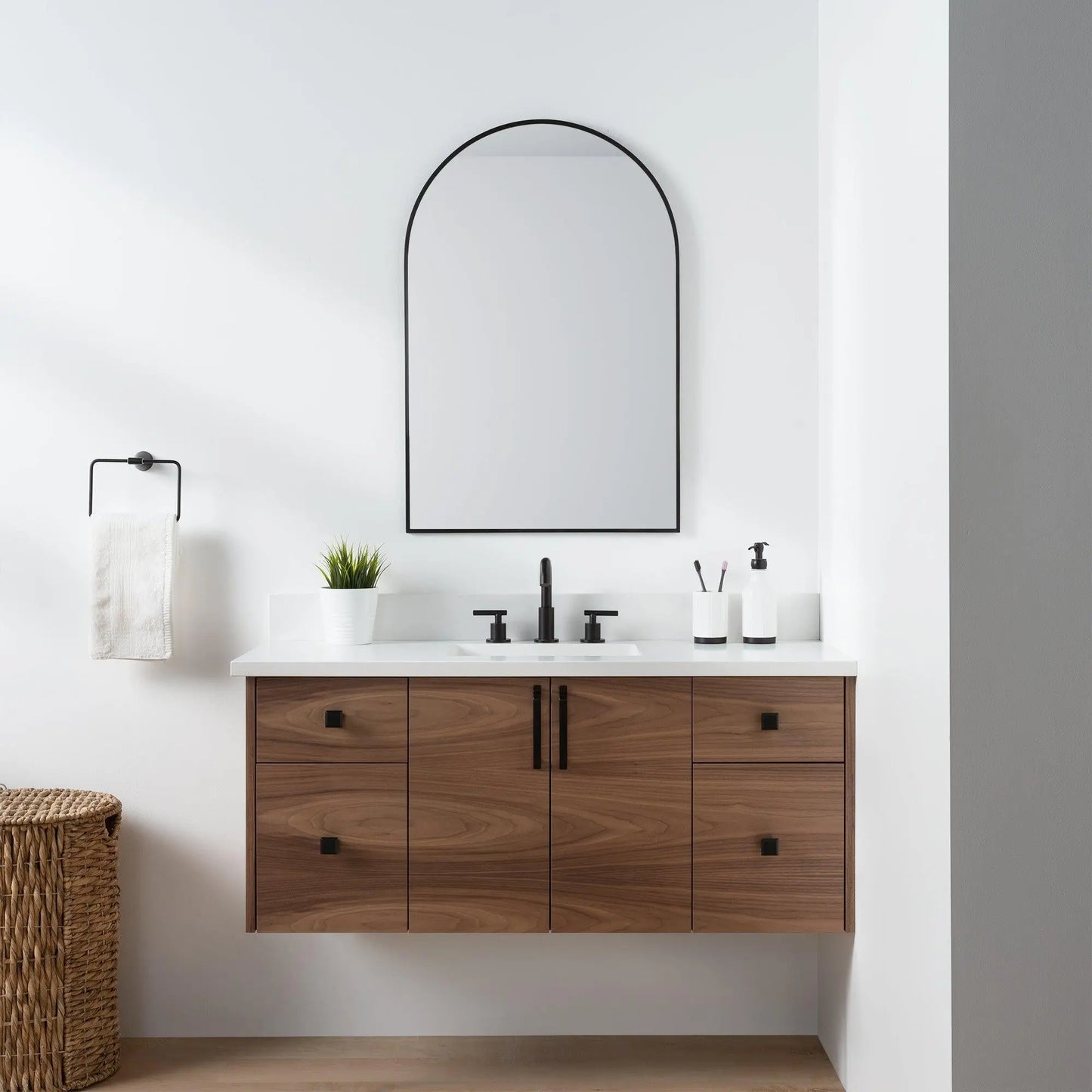 Austin SLIM 48" Wall Mount American Black Walnut Bathroom Vanity - Teodor Vanities United States