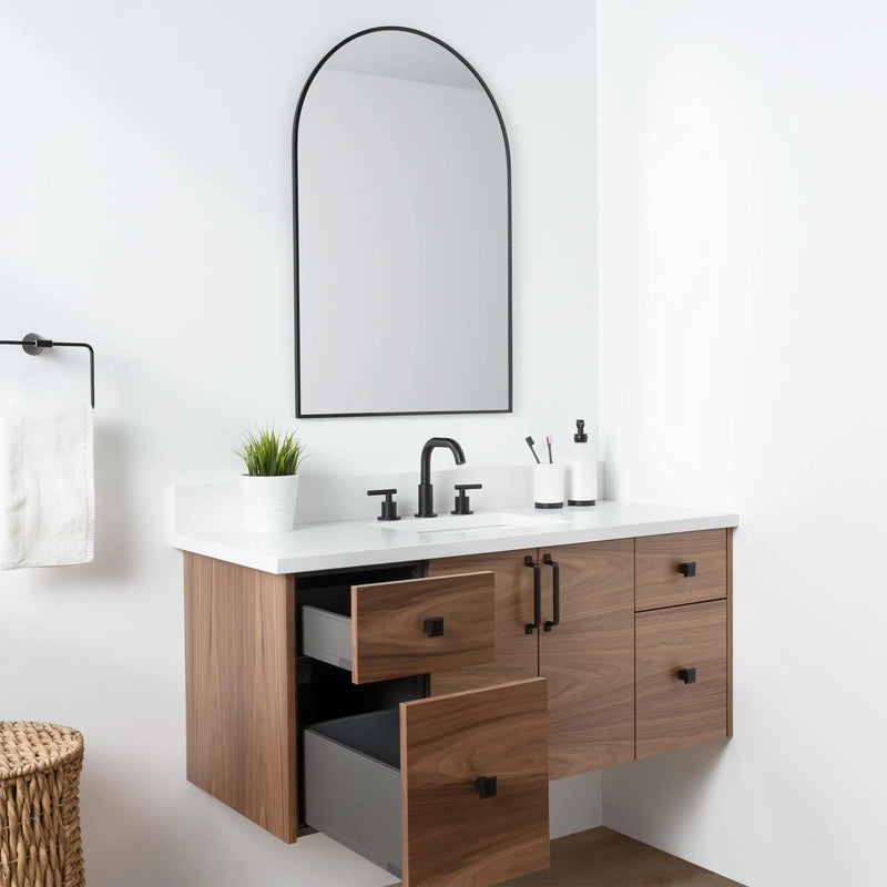 Austin SLIM 48" Wall Mount American Black Walnut Bathroom Vanity - Teodor Vanities United States