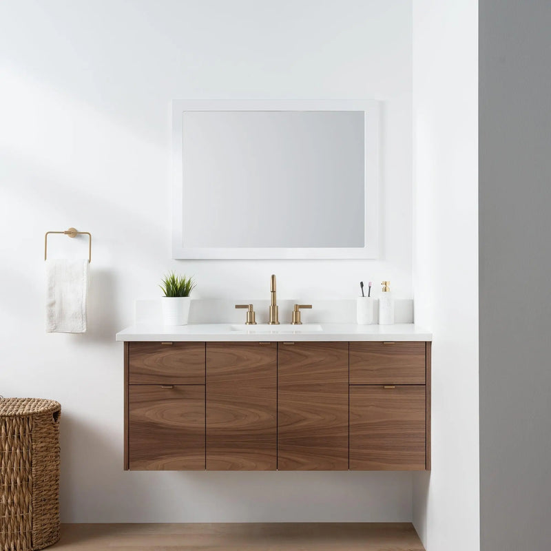 Austin SLIM 48" Wall Mount American Black Walnut Bathroom Vanity - Teodor Vanities United States