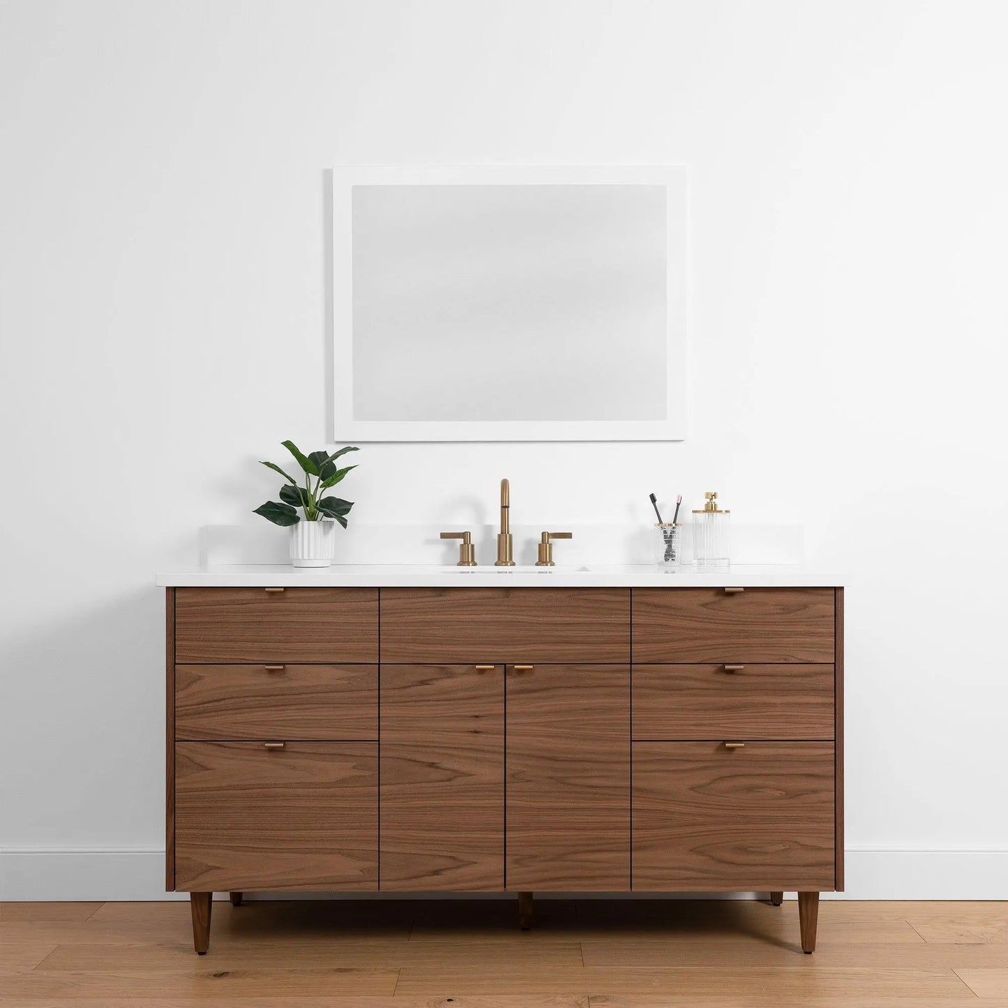 Austin SLIM 60" American Black Walnut Bathroom Vanity - Teodor Vanities United States