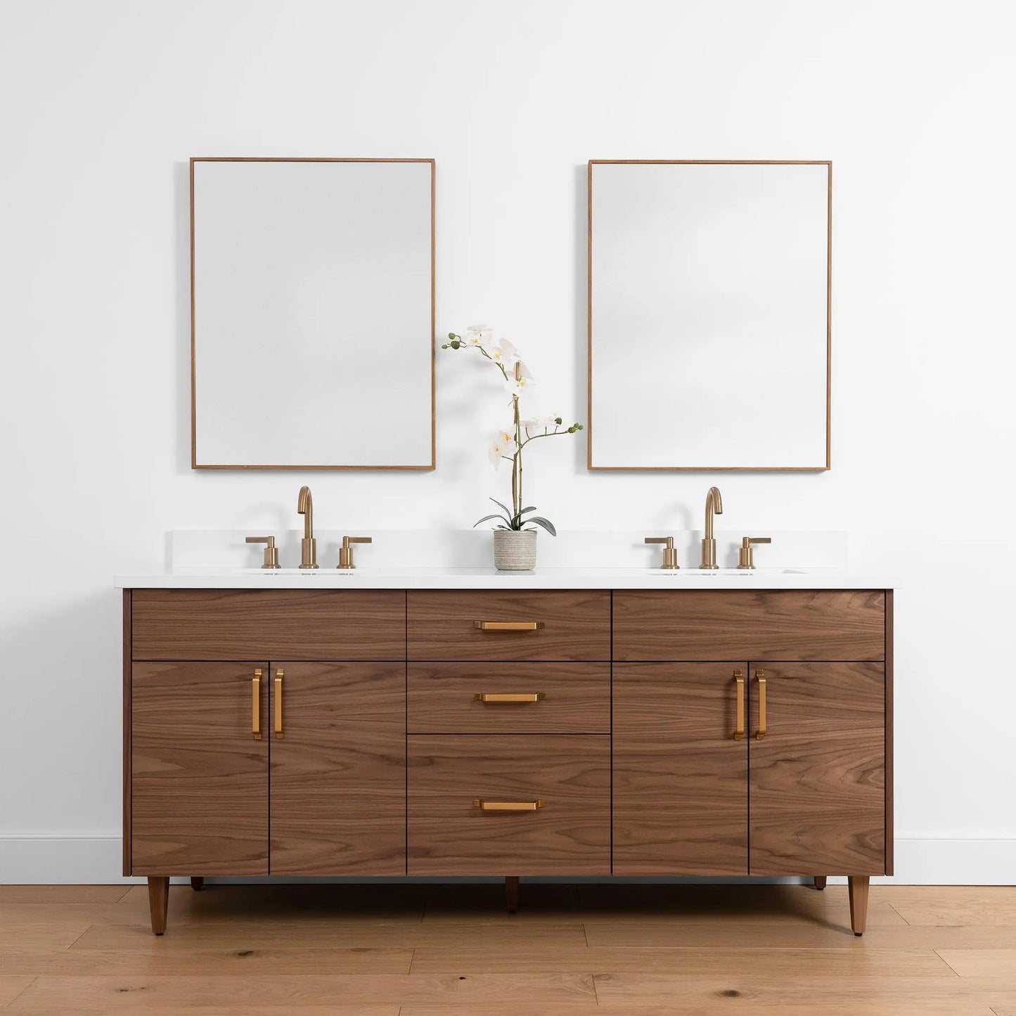 Austin SLIM 72" American Black Walnut Bathroom Vanity, Double Sink - Teodor Vanities United States