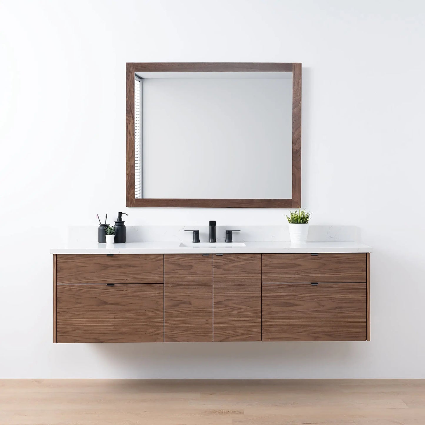 Austin SLIM 72" Wall Mount American Black Walnut Bathroom Vanity - Teodor Vanities United States