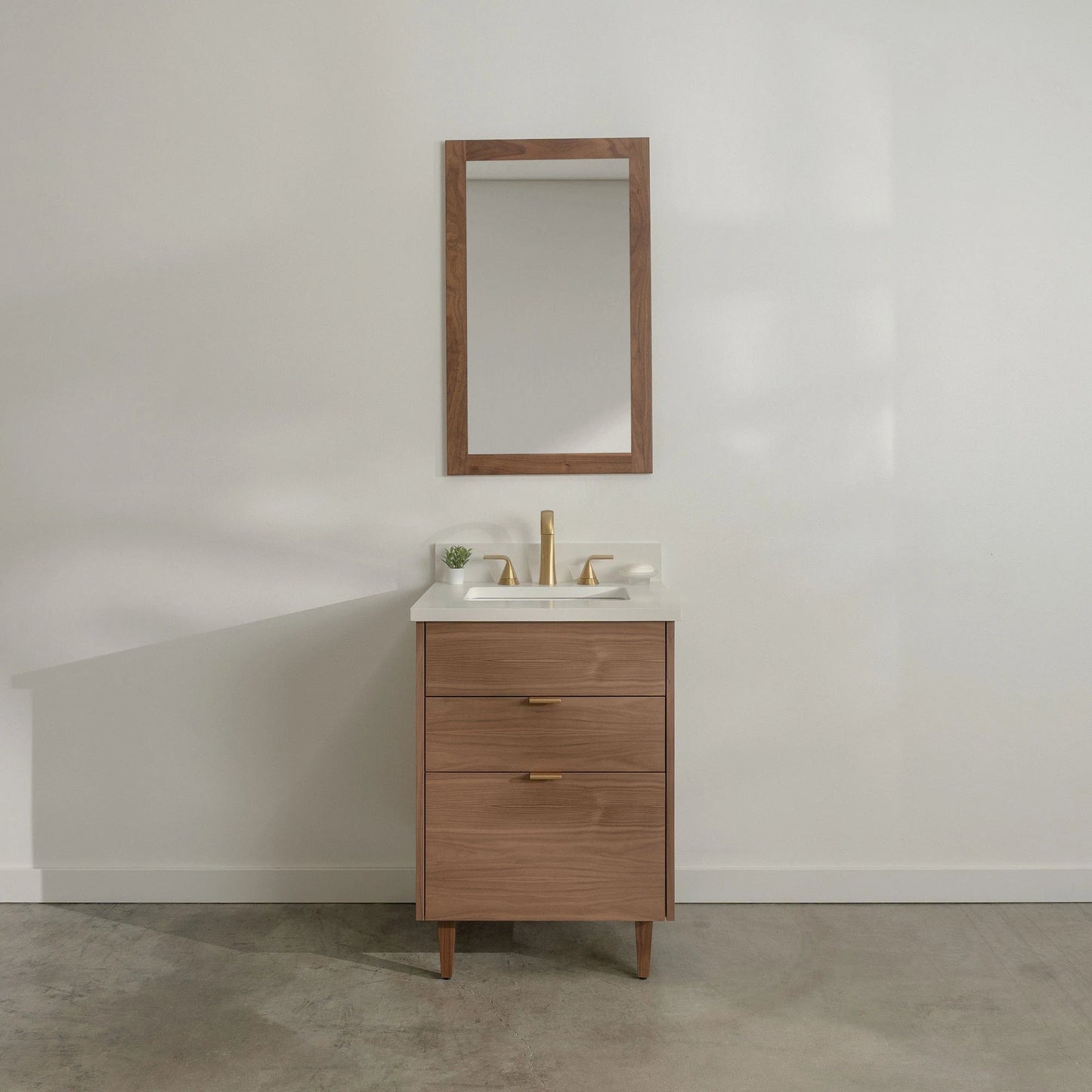 Austin Stainless SLIM 24" American Black Walnut Bathroom Vanity - All Drawers Teodor Bathroom Vanity United States