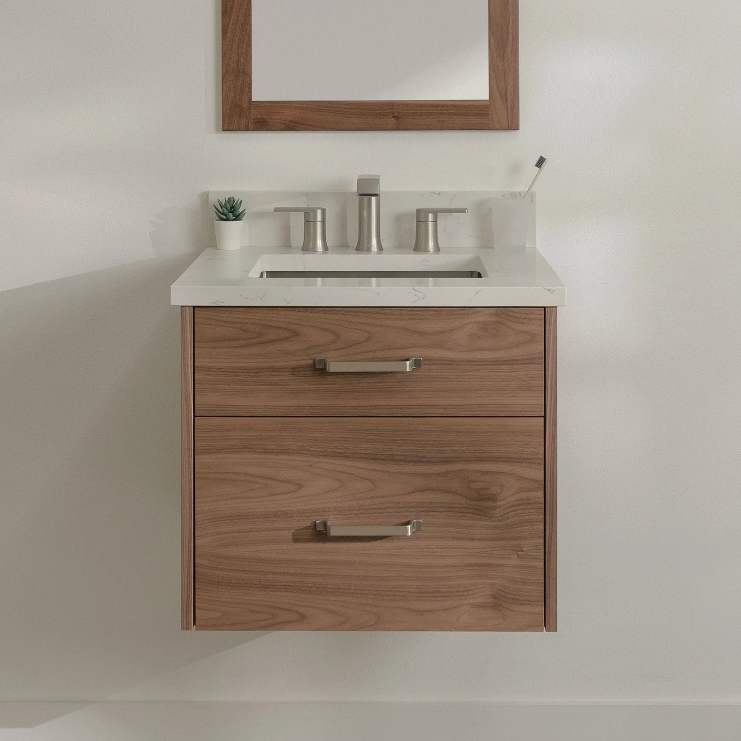 
                  
                    Austin Stainless SLIM 24" Wall Mount American Black Walnut Bathroom Vanity - All Drawers Teodor Bathroom Vanity United States
                  
                