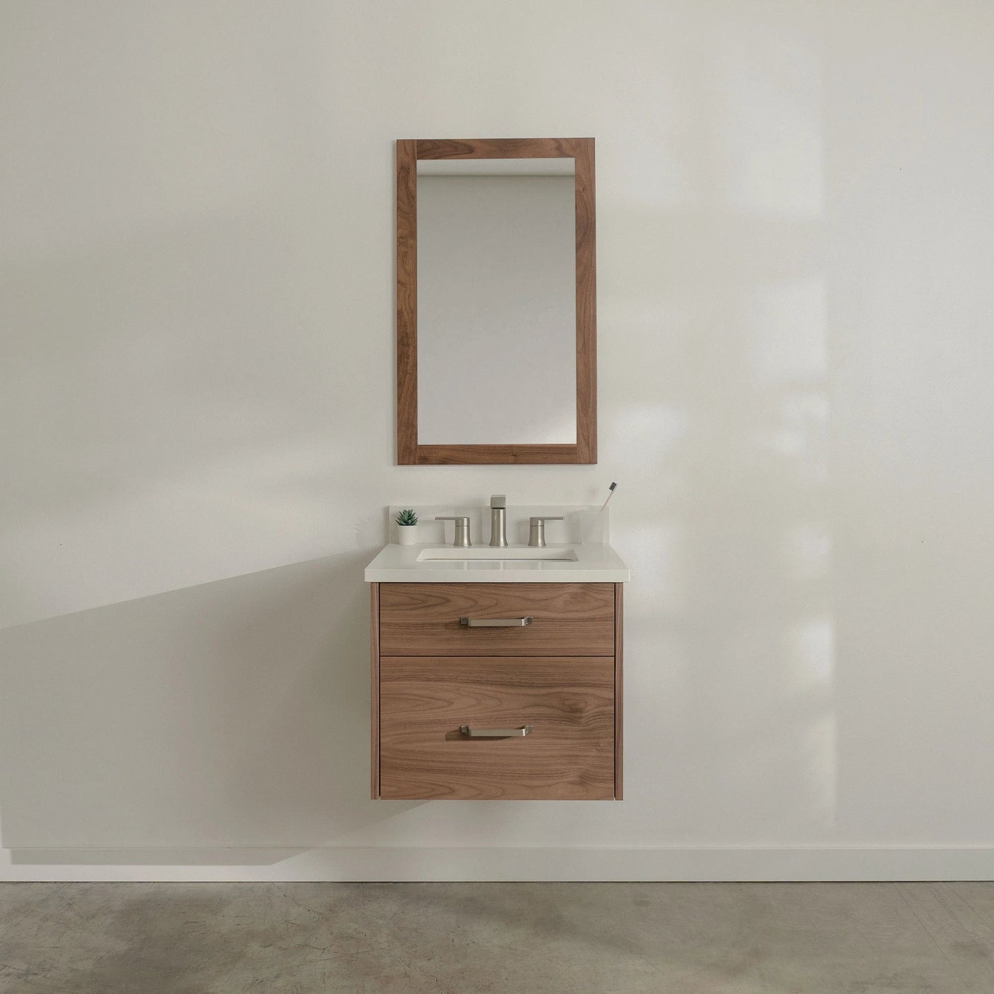 Austin Stainless SLIM 24" Wall Mount American Black Walnut Bathroom Vanity - All Drawers Teodor Bathroom Vanity United States