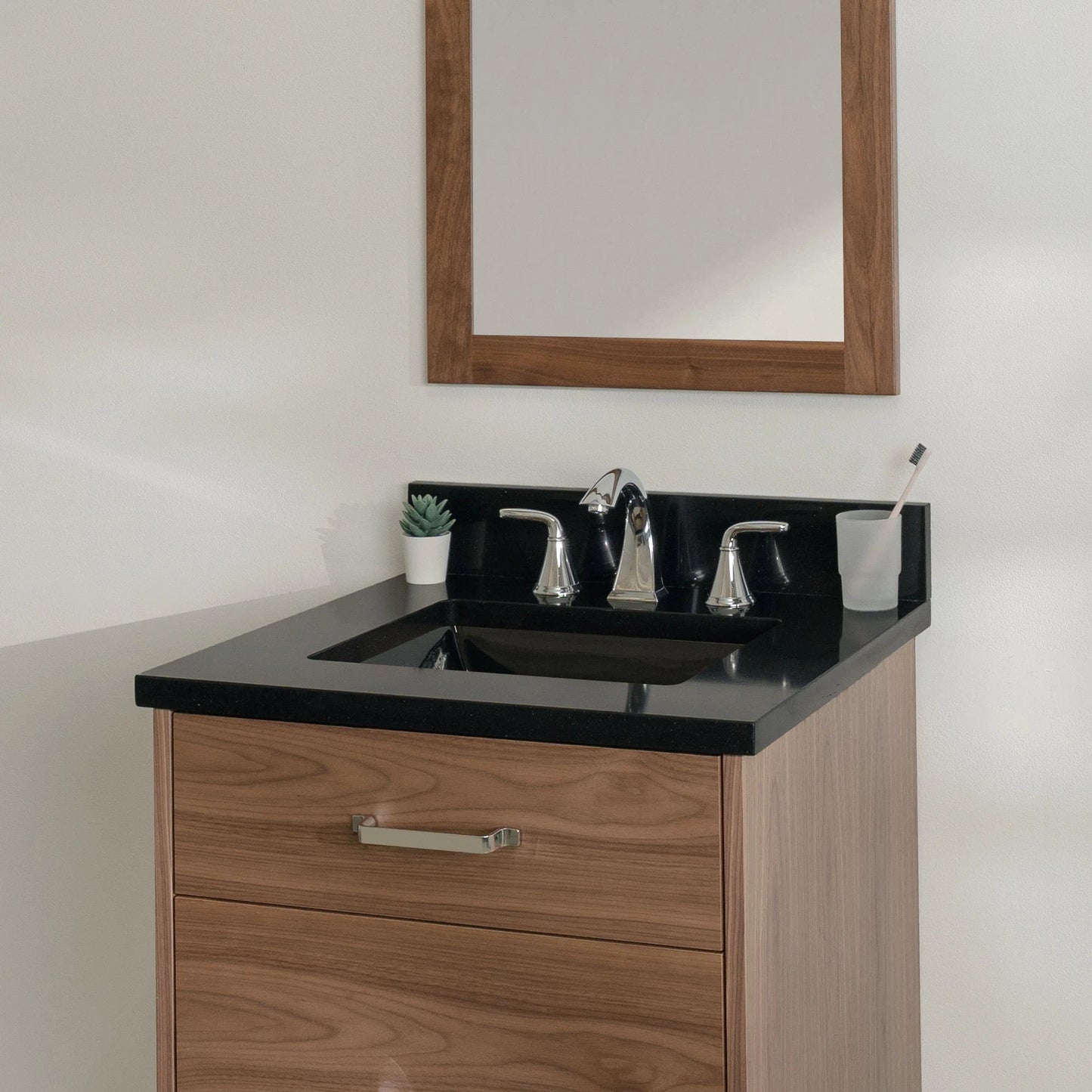 
                  
                    Austin Stainless SLIM 24" Wall Mount American Black Walnut Bathroom Vanity - All Drawers Teodor Bathroom Vanity United States
                  
                