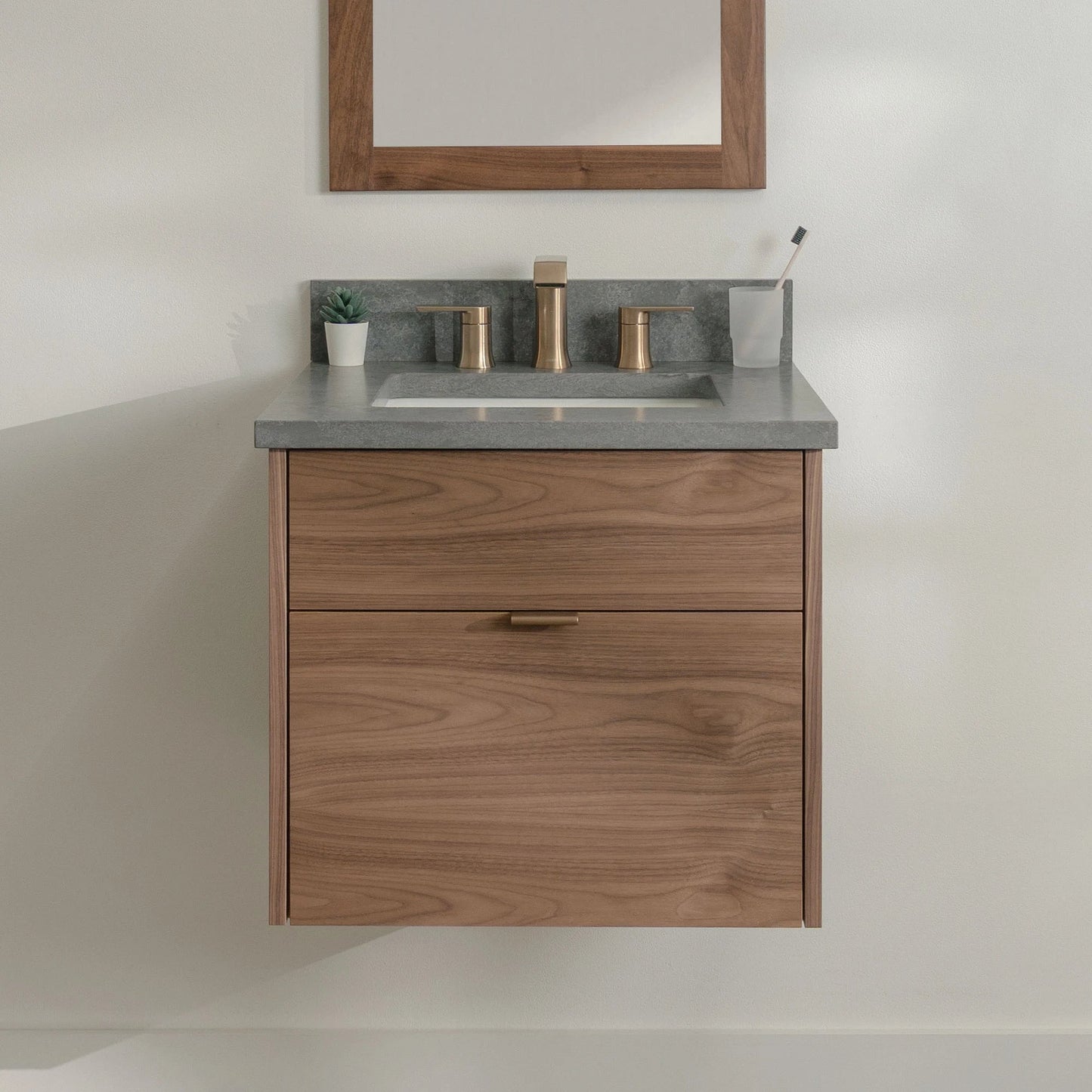 
                  
                    Austin Stainless SLIM 24" Wall Mount American Black Walnut Bathroom Vanity - All Drawers Teodor Bathroom Vanity United States
                  
                
