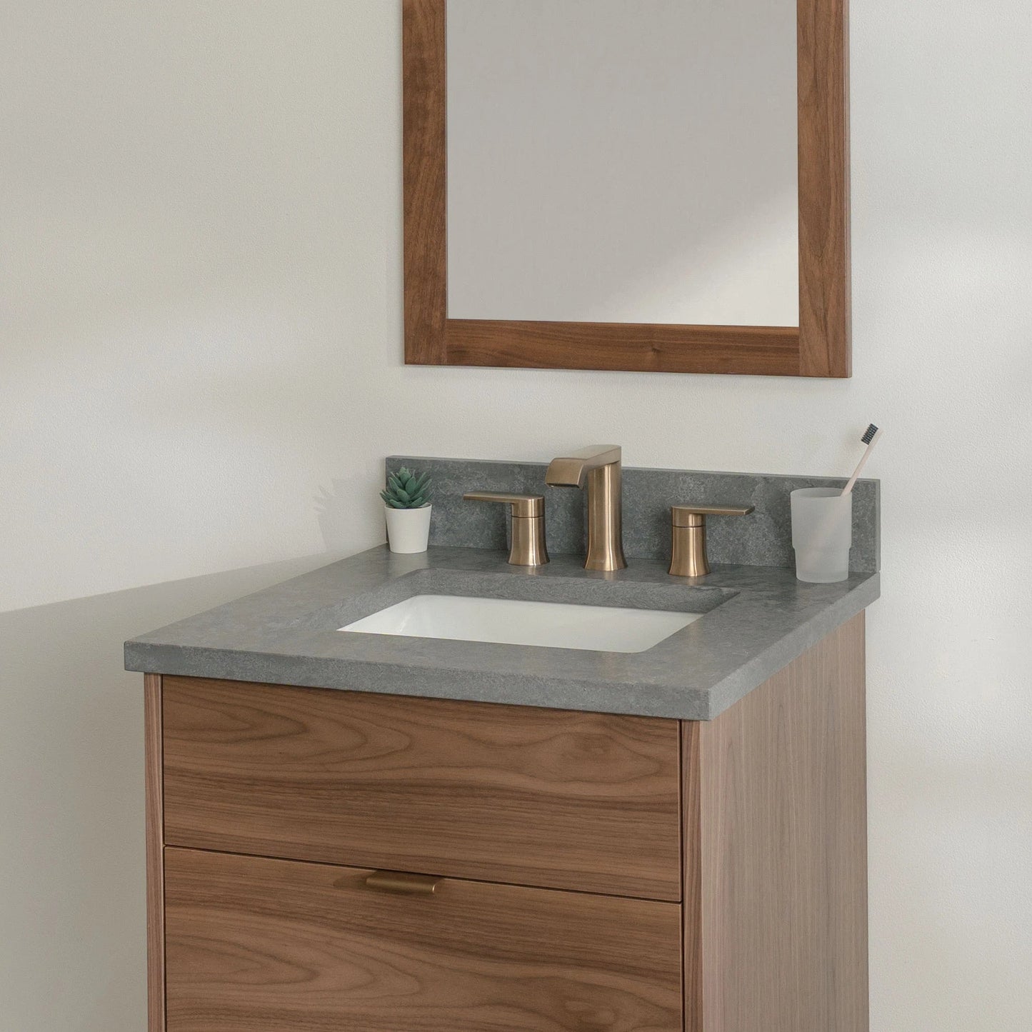 
                  
                    Austin Stainless SLIM 24" Wall Mount American Black Walnut Bathroom Vanity - All Drawers Teodor Bathroom Vanity United States
                  
                
