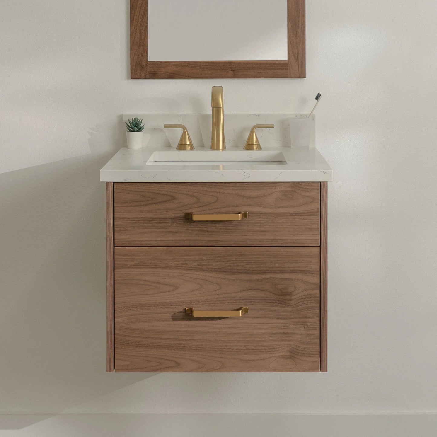 
                  
                    Austin Stainless SLIM 24" Wall Mount American Black Walnut Bathroom Vanity - All Drawers Teodor Bathroom Vanity United States
                  
                