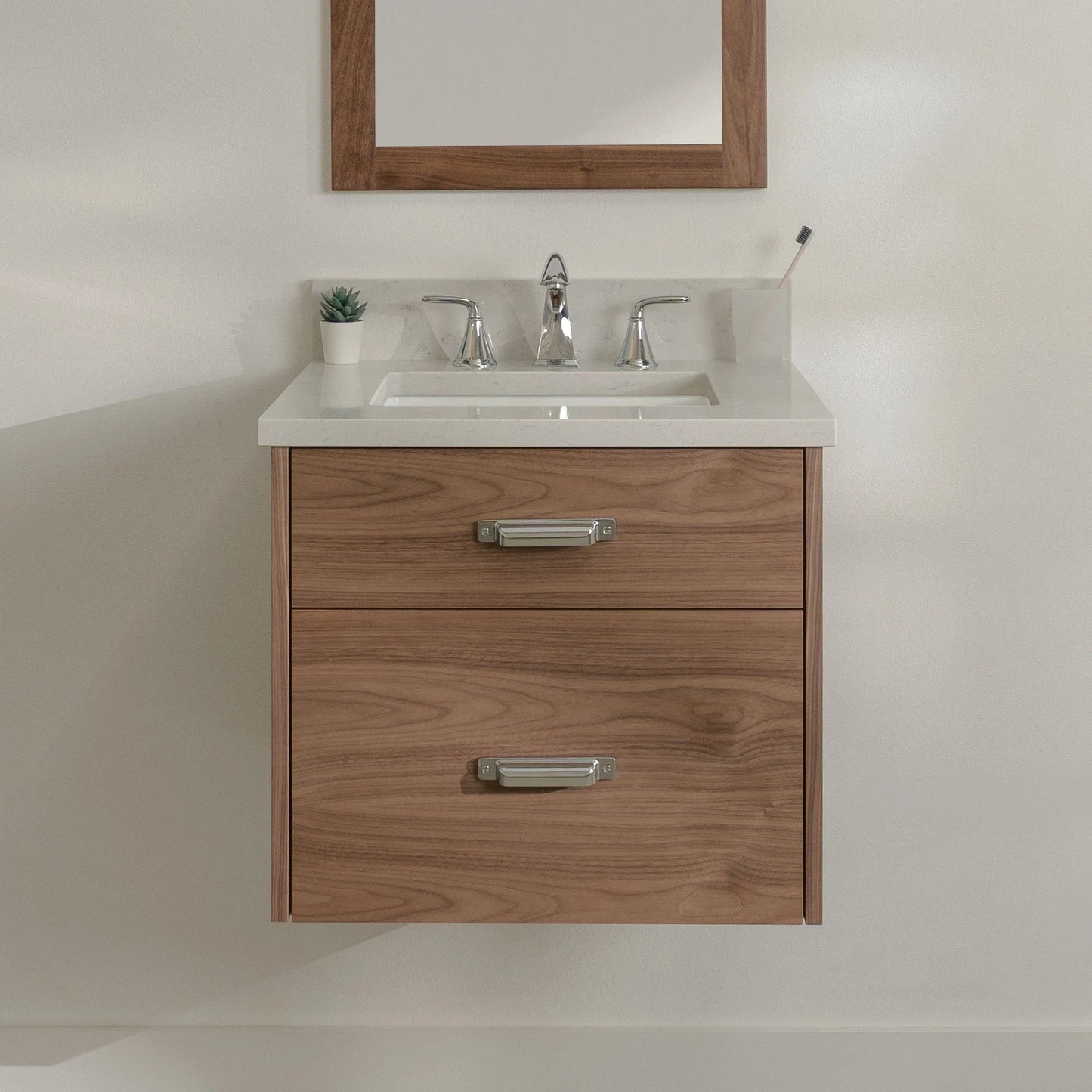
                  
                    Austin Stainless SLIM 24" Wall Mount American Black Walnut Bathroom Vanity - All Drawers Teodor Bathroom Vanity United States
                  
                