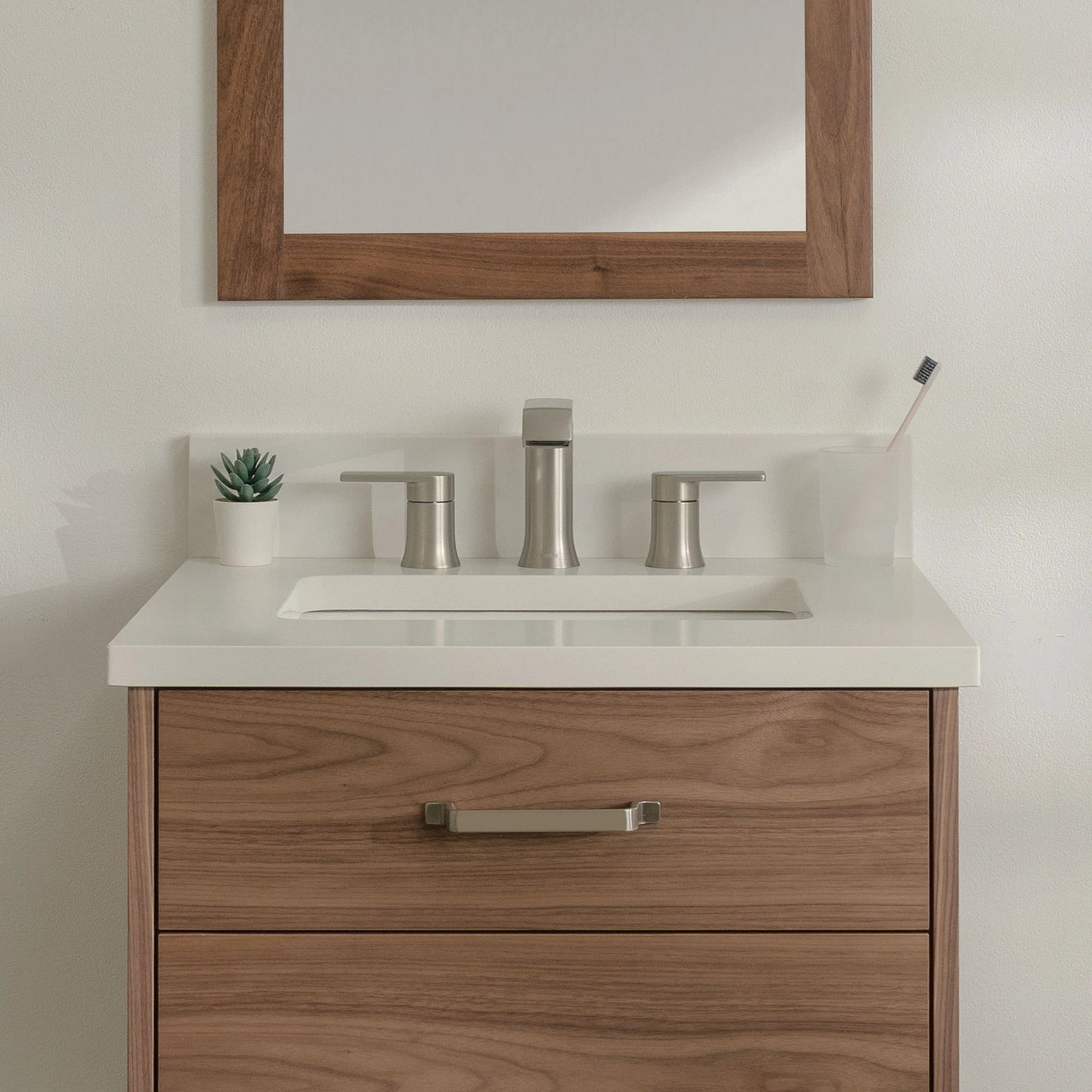 
                  
                    Austin Stainless SLIM 24" Wall Mount American Black Walnut Bathroom Vanity - All Drawers Teodor Bathroom Vanity United States
                  
                