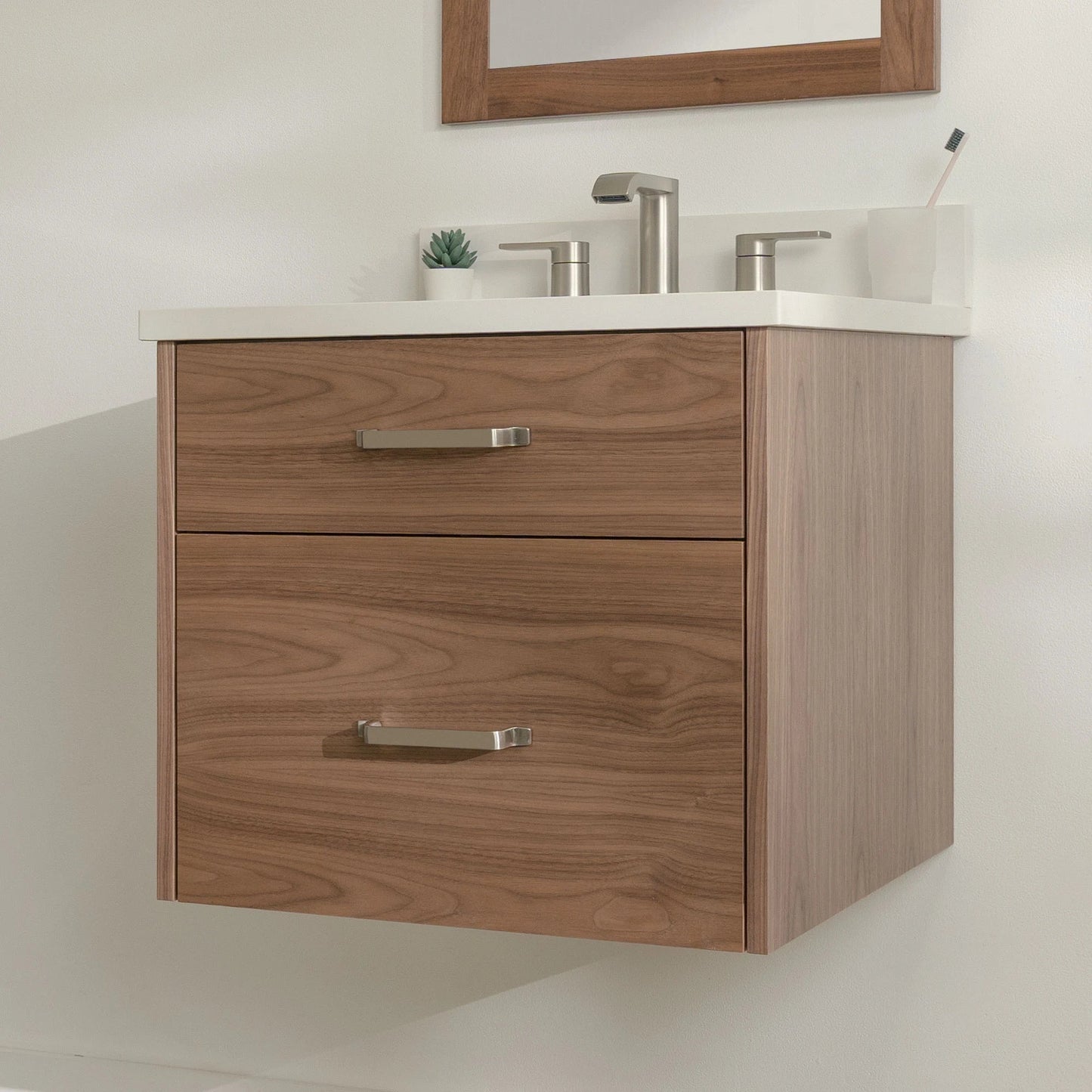
                  
                    Austin Stainless SLIM 24" Wall Mount American Black Walnut Bathroom Vanity - All Drawers Teodor Bathroom Vanity United States
                  
                