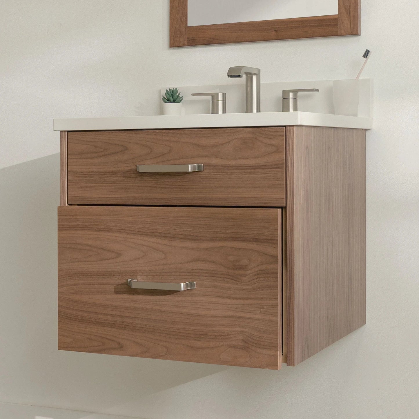 
                  
                    Austin Stainless SLIM 24" Wall Mount American Black Walnut Bathroom Vanity - All Drawers Teodor Bathroom Vanity United States
                  
                