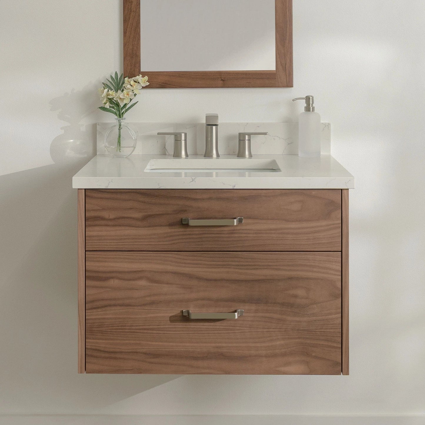 
                  
                    Austin Stainless SLIM 30" Wall Mount American Black Walnut Bathroom Vanity - All Drawers Teodor Bathroom Vanity United States
                  
                