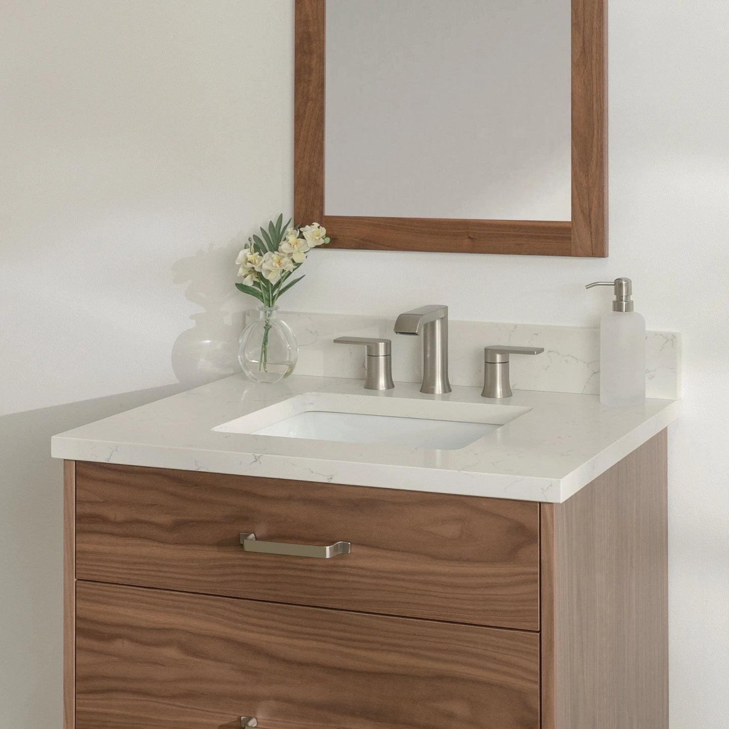 
                  
                    Austin Stainless SLIM 30" Wall Mount American Black Walnut Bathroom Vanity - All Drawers Teodor Bathroom Vanity United States
                  
                