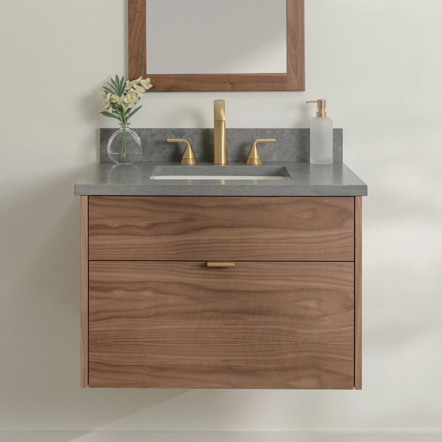 
                  
                    Austin Stainless SLIM 30" Wall Mount American Black Walnut Bathroom Vanity - All Drawers Teodor Bathroom Vanity United States
                  
                