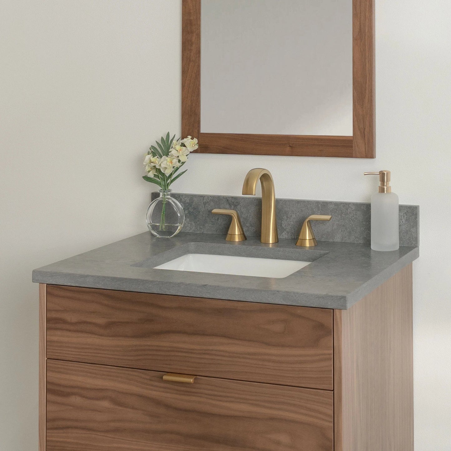 
                  
                    Austin Stainless SLIM 30" Wall Mount American Black Walnut Bathroom Vanity - All Drawers Teodor Bathroom Vanity United States
                  
                