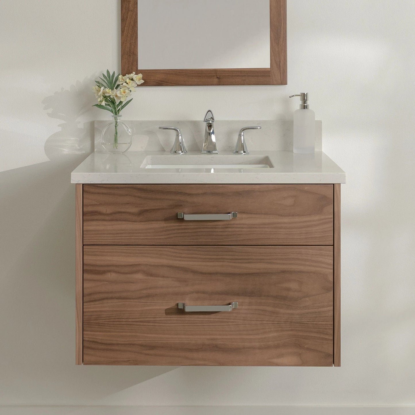 
                  
                    Austin Stainless SLIM 30" Wall Mount American Black Walnut Bathroom Vanity - All Drawers Teodor Bathroom Vanity United States
                  
                
