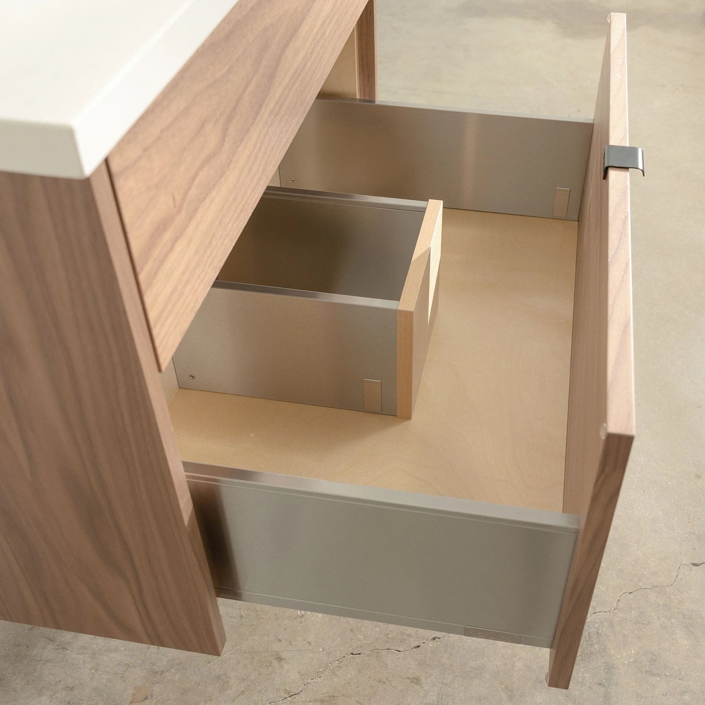 
                  
                    Austin Stainless SLIM 30" Wall Mount American Black Walnut Bathroom Vanity - All Drawers Teodor Bathroom Vanity United States
                  
                