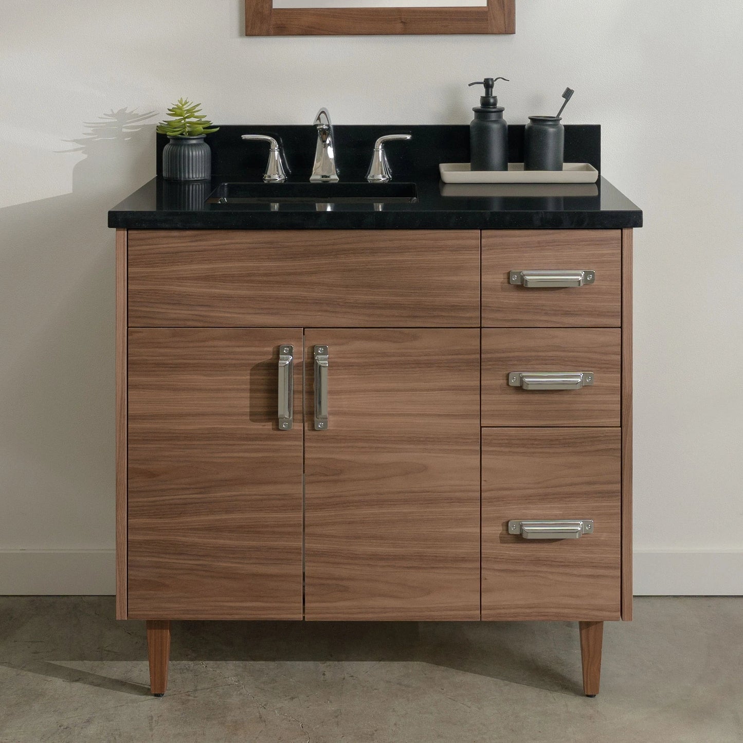 
                  
                    Austin Stainless SLIM 36" American Black Walnut Bathroom Vanity, Left Sink Teodor Bathroom Vanity United States
                  
                