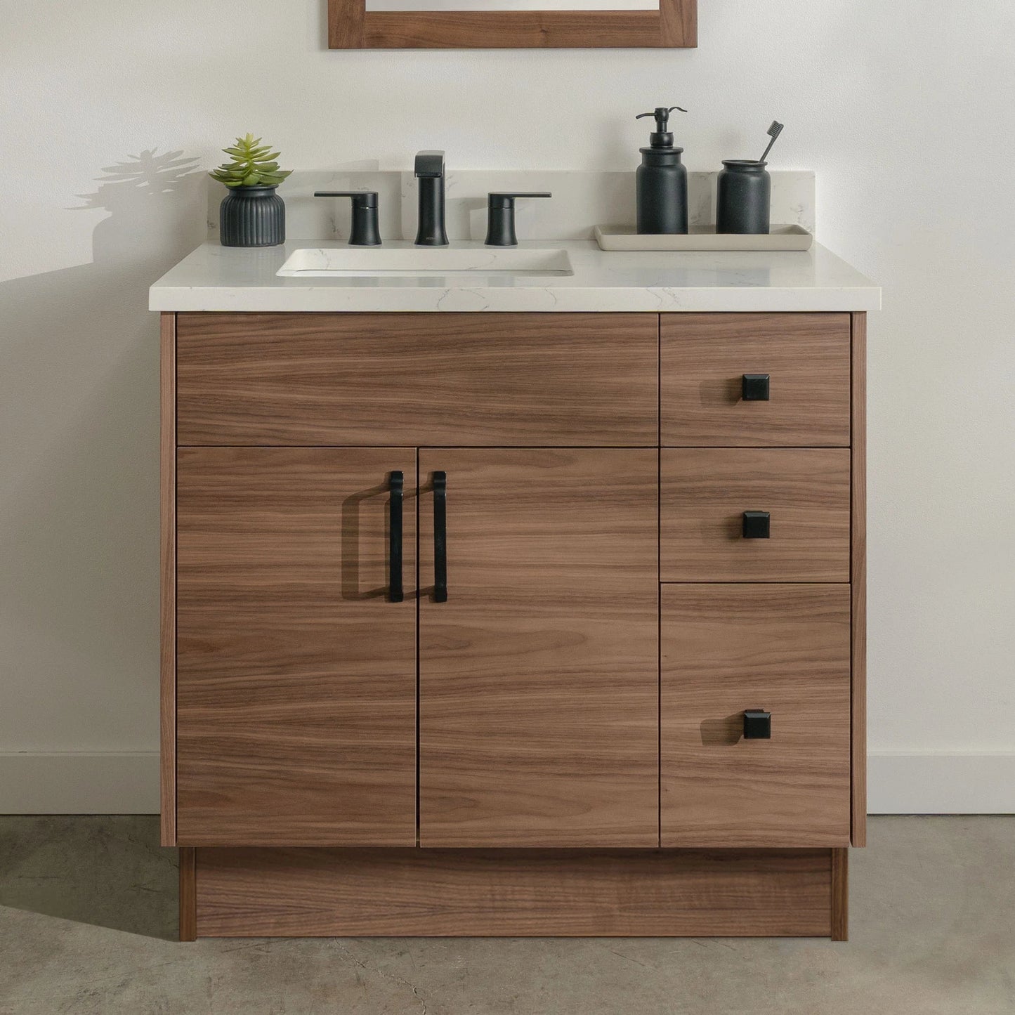 
                  
                    Austin Stainless SLIM 36" American Black Walnut Bathroom Vanity, Left Sink Teodor Bathroom Vanity United States
                  
                