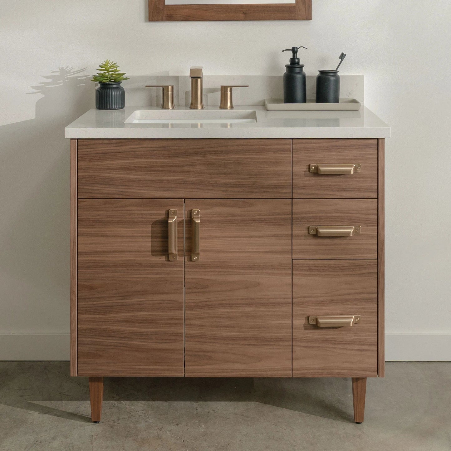 
                  
                    Austin Stainless SLIM 36" American Black Walnut Bathroom Vanity, Left Sink Teodor Bathroom Vanity United States
                  
                